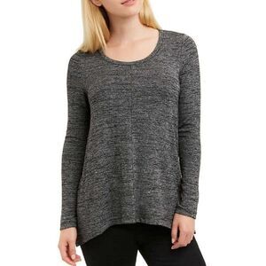 Jones New York Womens Long Sleeve Scoop Neck Knit Stretch Black Blouse Size XL